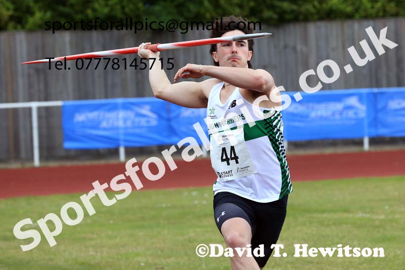 Senior Mens javelin 2024 Northern Senior and Under-20s Track and Field Champs, Middlesbrough.  Photo: David T. Hewitson/Sports for All Pics